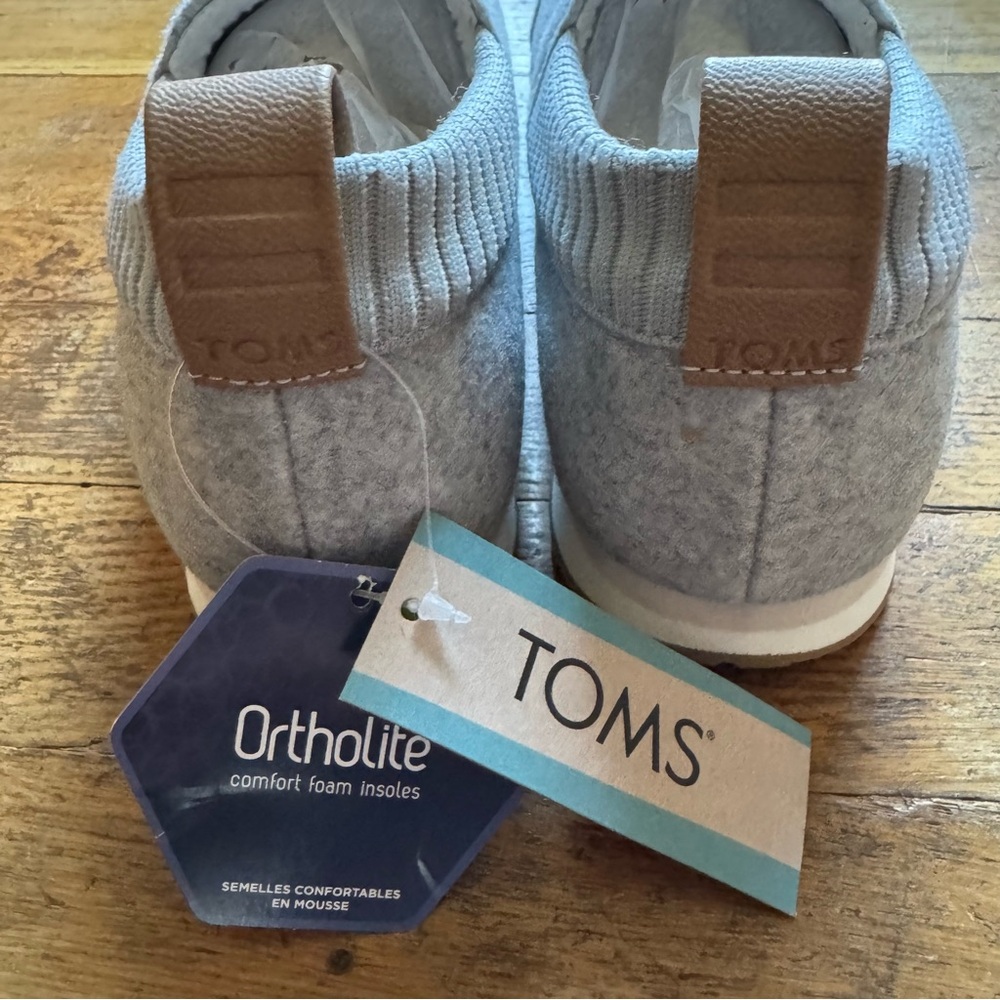Toms Alpargata Resident Frost Gray Two Tone Felt Fleece Ortholite Shoes NWT 6.5 - Picture 3 of 6